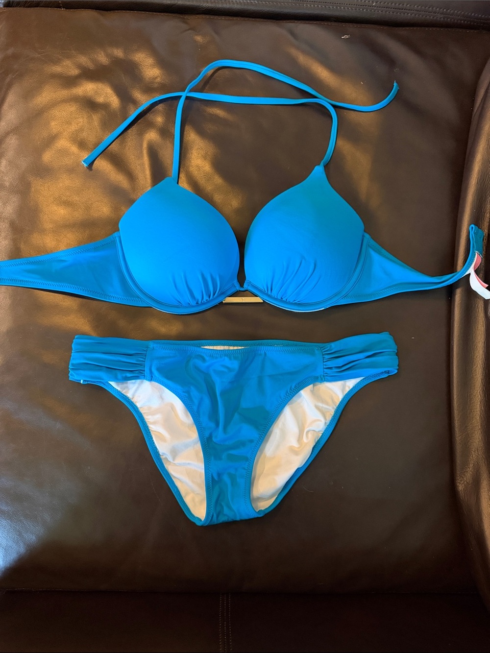 Victoria's Secret Bright Blue Push-Up Halter Bikini Set